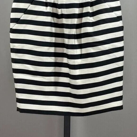 NEW Banana Republic Skirt Womens 2 Black White Stripe Pencil preppy corp - Picture 3 of 10